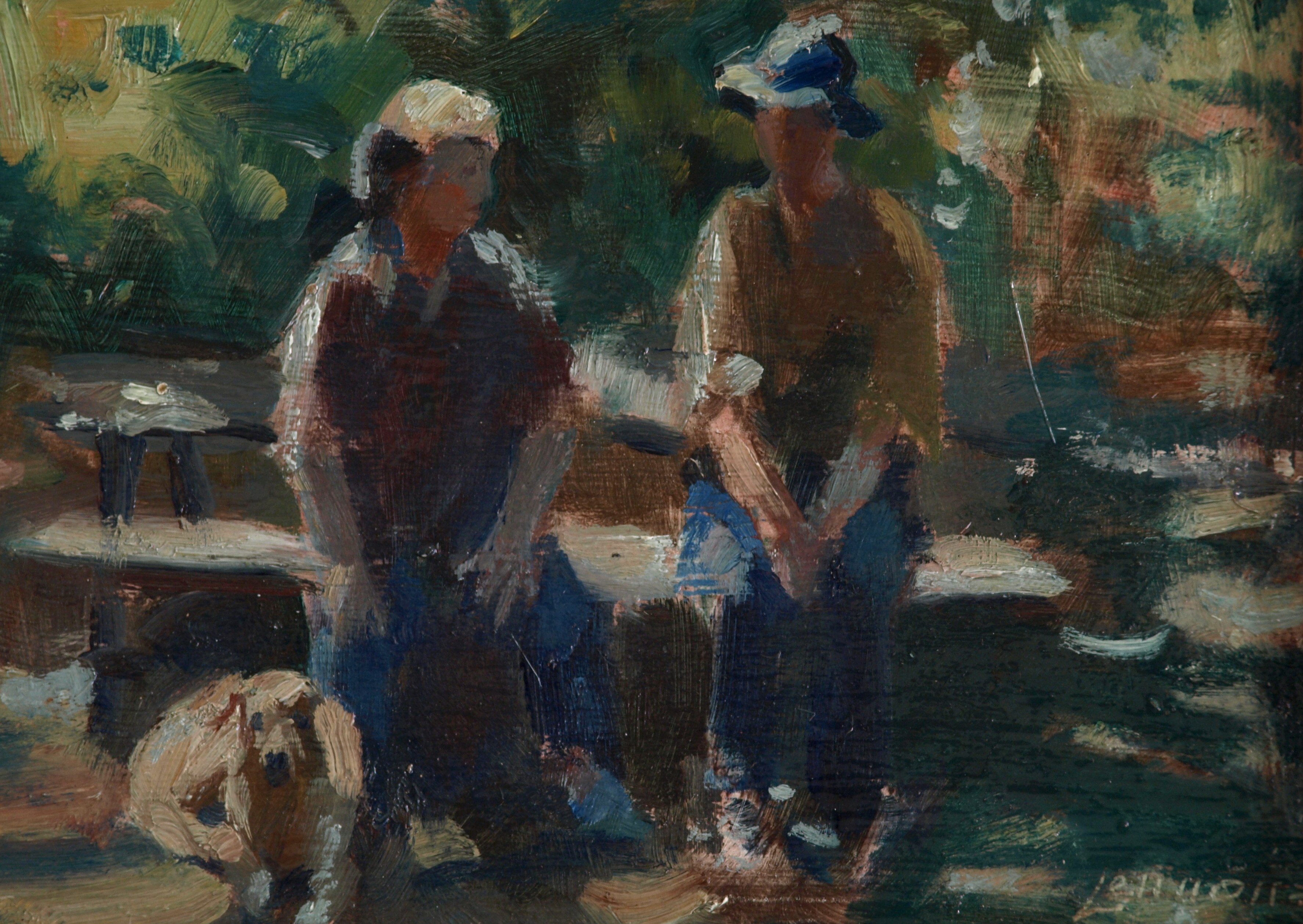 Ruth Sue and Utie, Oil on Panel, 8 x 12 Inches, by Bernard Lennon, $225