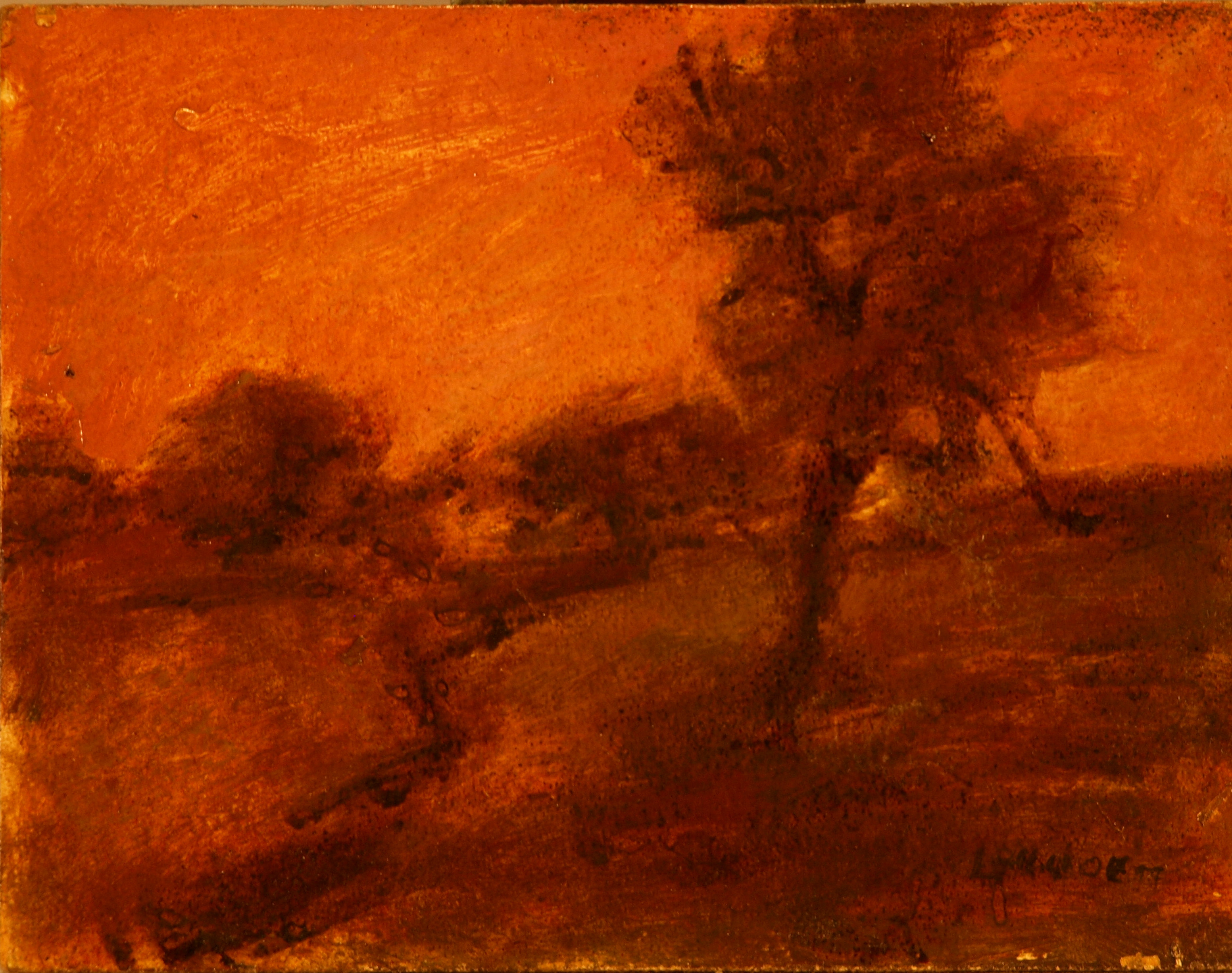 Glowing Atmosphere, Oil on Panel, 6 x 8 Inches, by Bernard Lennon, $125