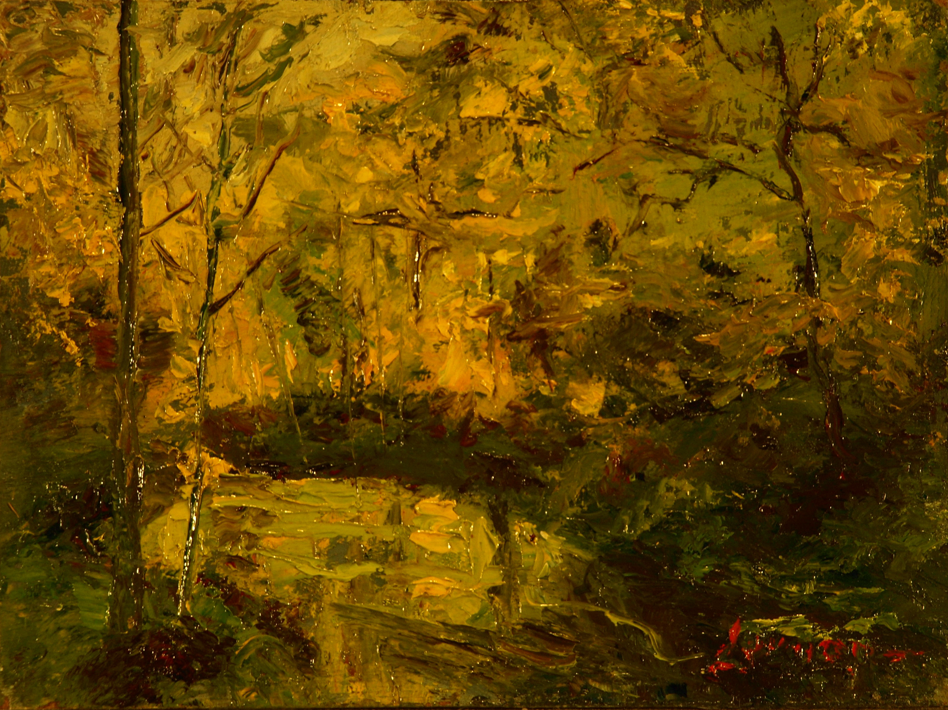 Spring by the Brook, Oil on Panel, 6 x 8 Inches, by Bernard Lennon, $175