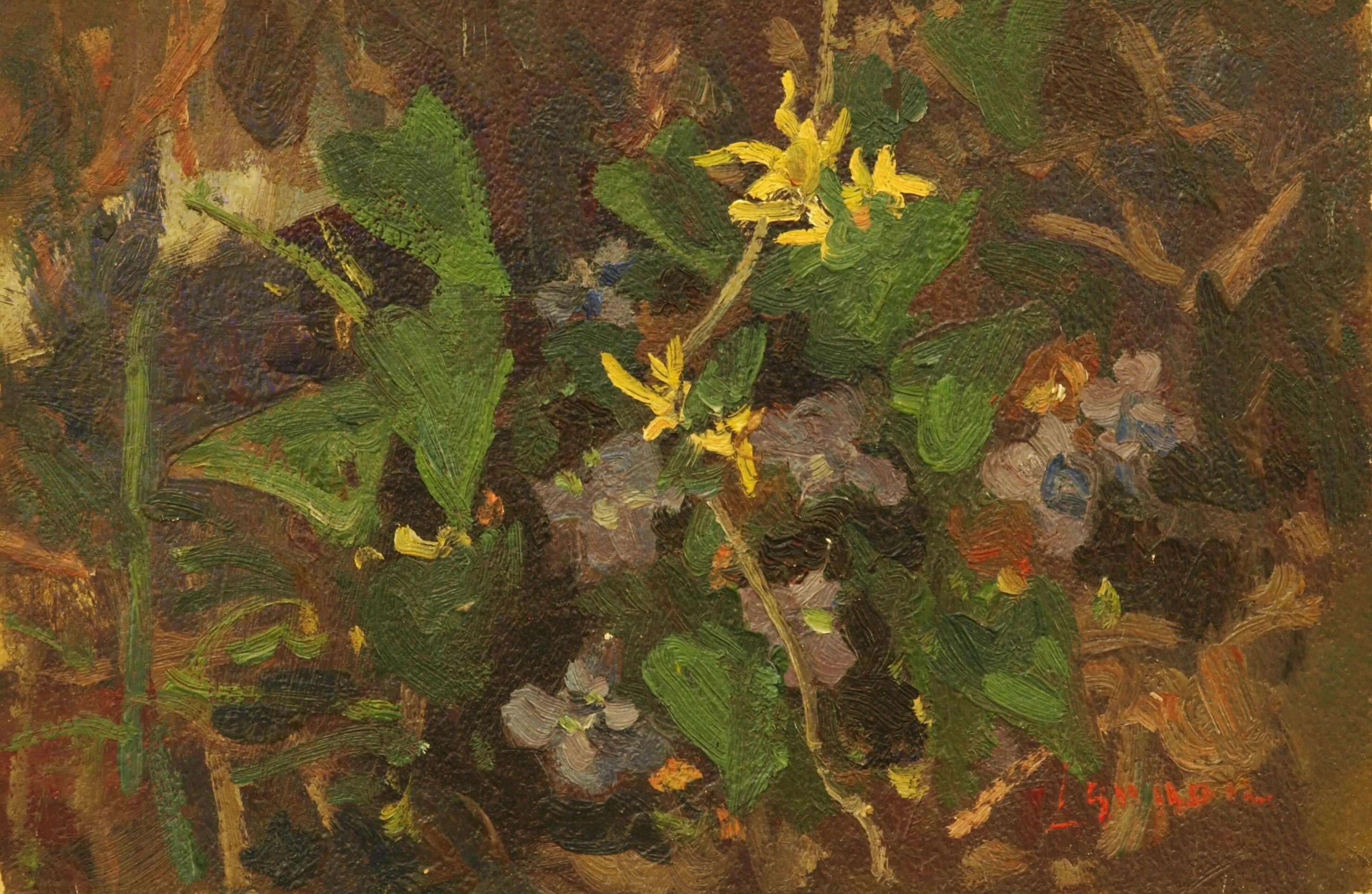 Flowering Vine, Oil on Panel, 8 x 12 Inches, by Bernard Lennon, $200