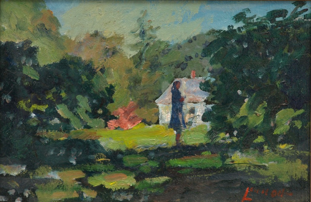 Pausing Near the Farm, Oil on Panel, 8 x 12 Inches, by Bernard Lennon, $200