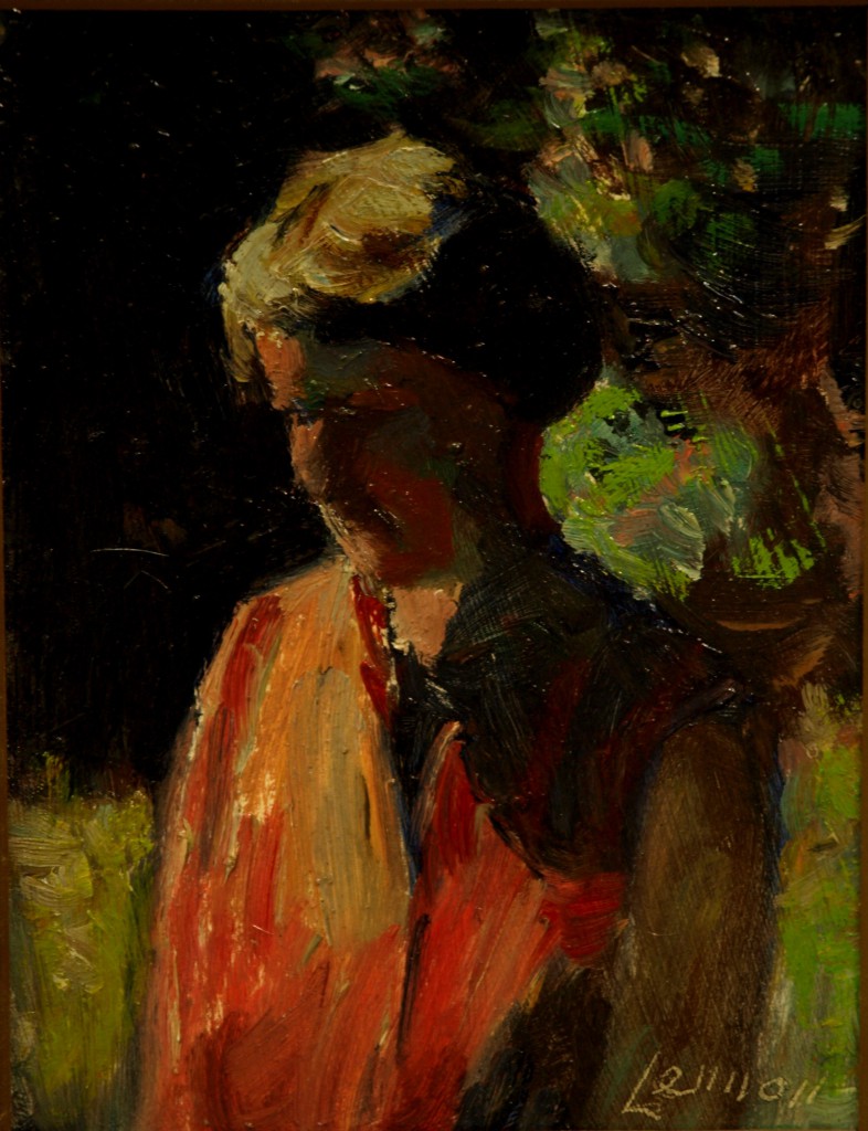 Ruth in Bright Sunlight, Oil on Panel, 8 x 6 Inches, by Bernard Lennon, $175