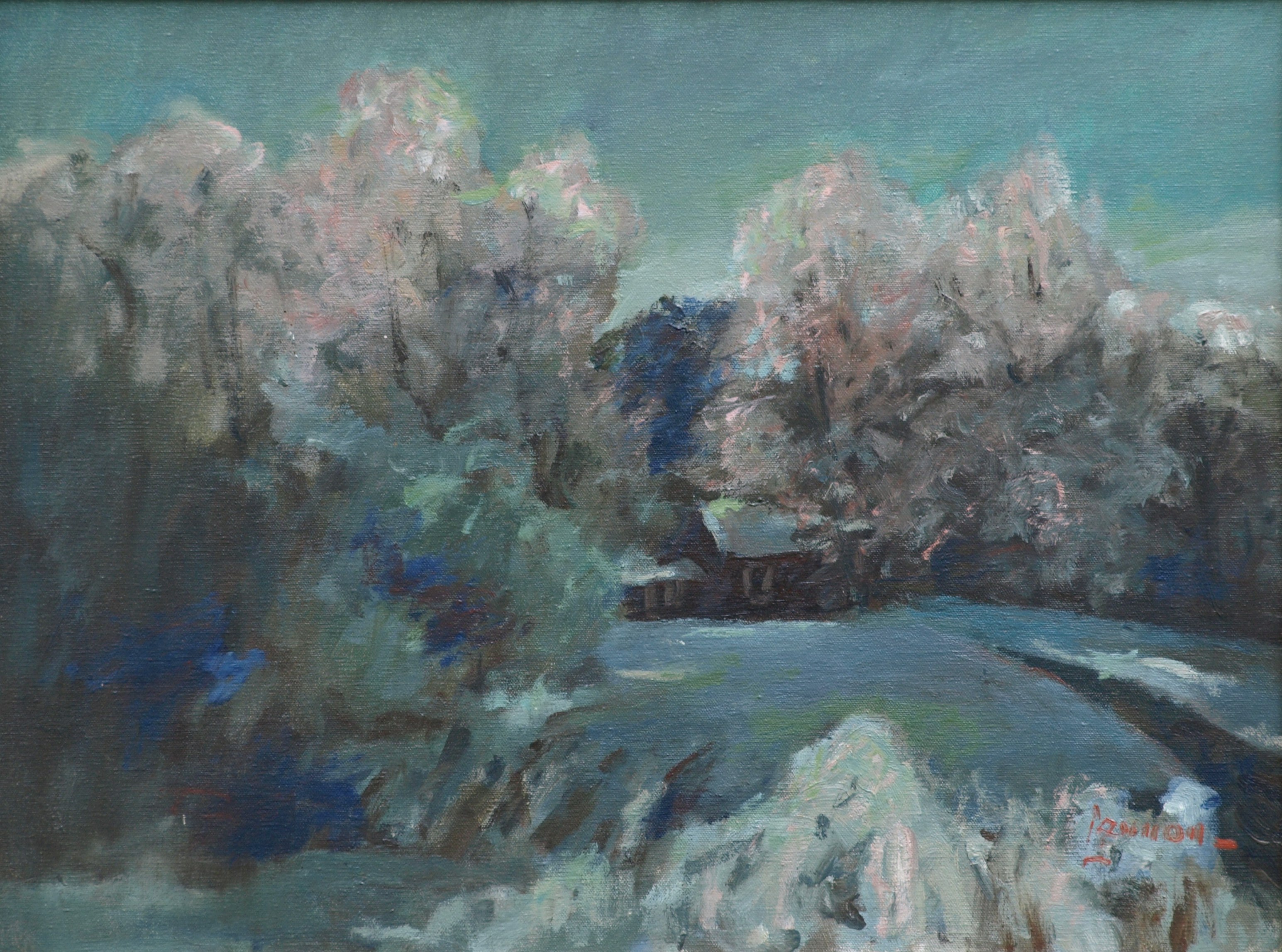 Snowbound (Artist's House), Oil on Canvas, 18 x 24 Inches, by Bernard Lennon, $850