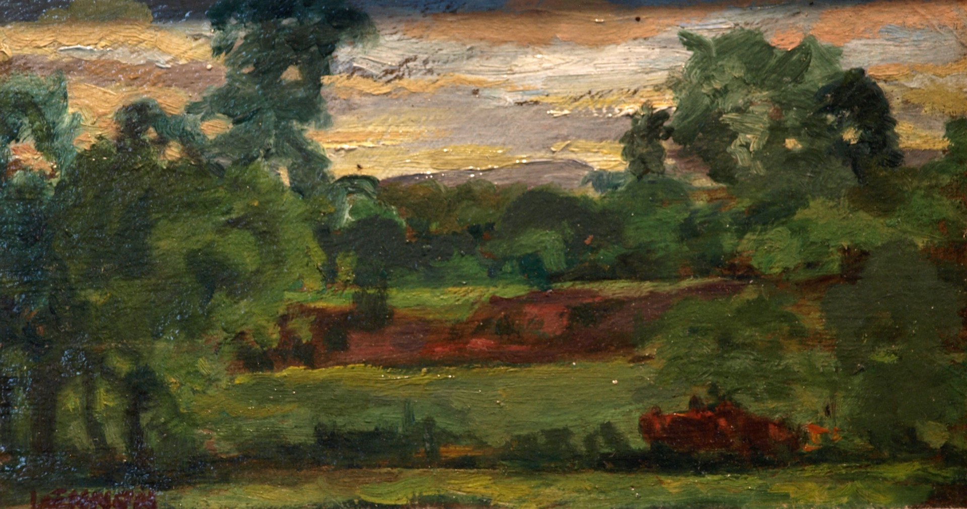 Sunset Sky - Summer, Oil on Panel, 6 x 10 Inches, by Bernard Lennon, $225