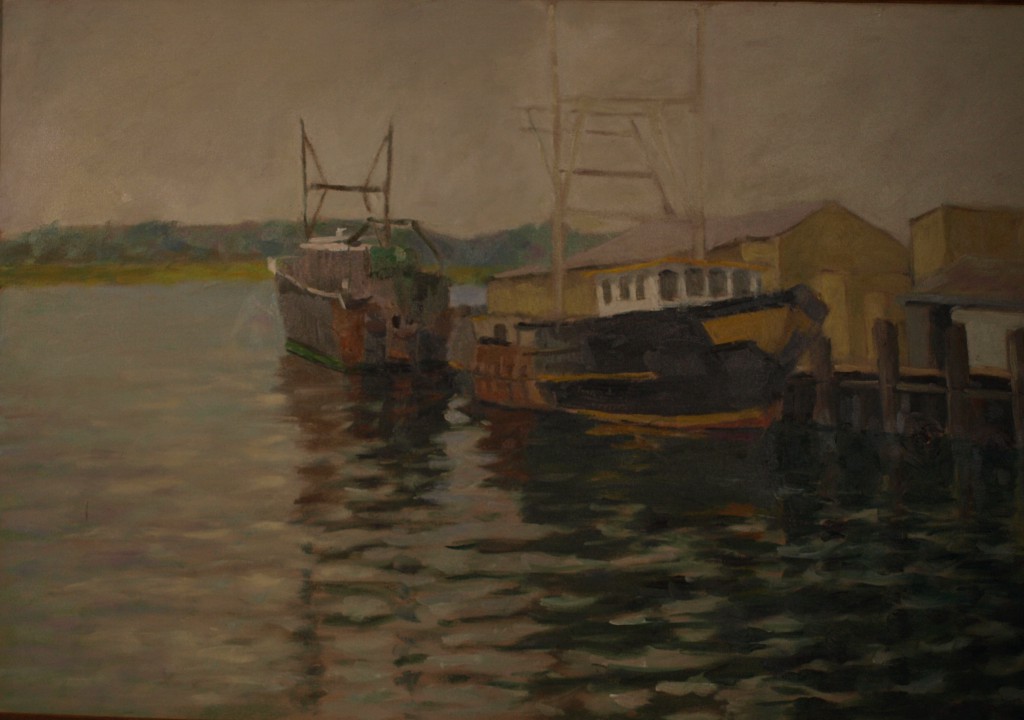 The Fleet is In, Oil on Canvas, 24 x 36 Inches, by Richards Stalter, $1200