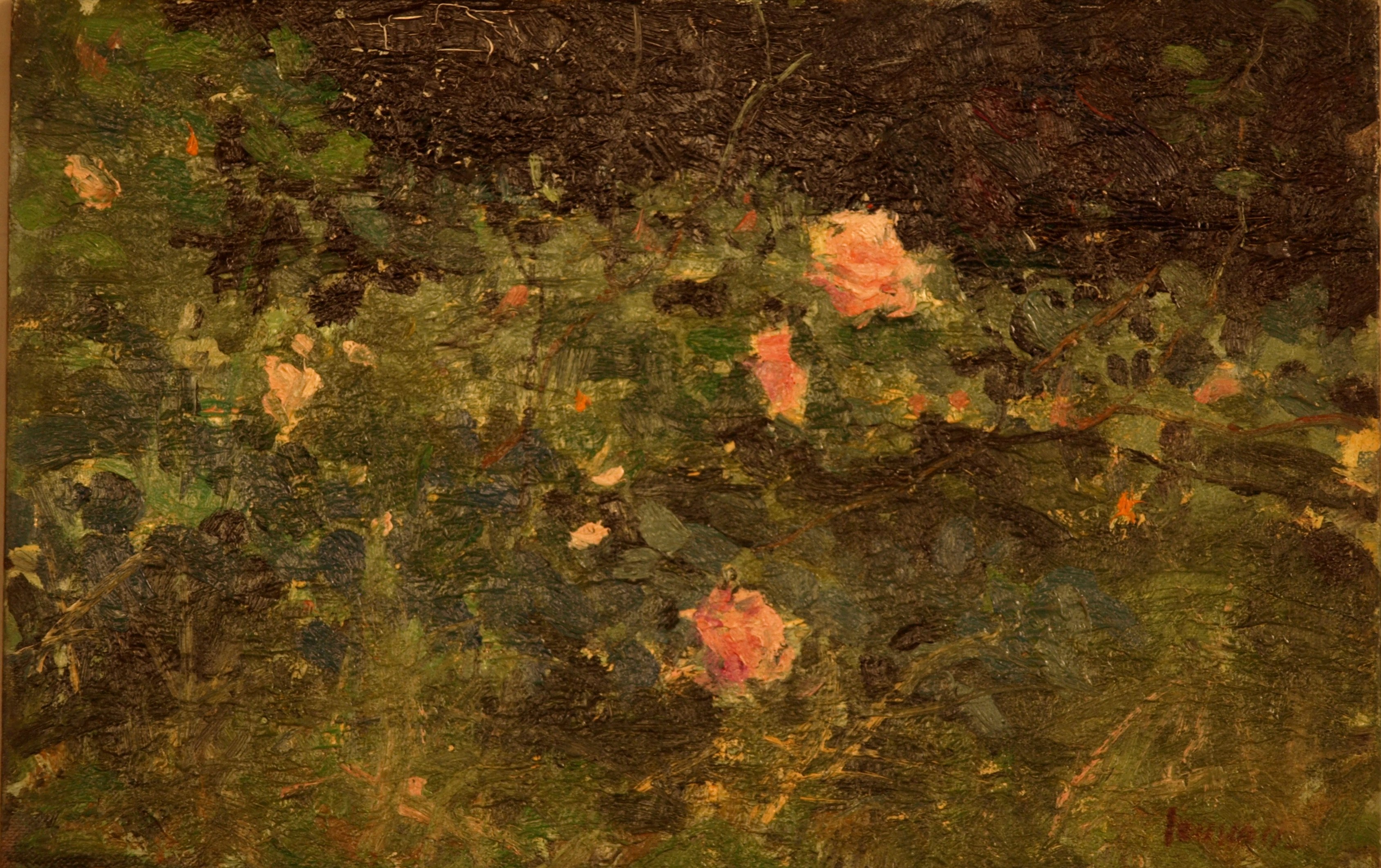Wild Roses, Oil on Board, 8 x 12 Inches, by Bernard Lennon, $1000